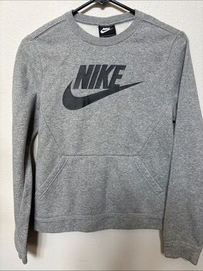 Nike Gray Crewneck Sweatshirt with Black Swoosh